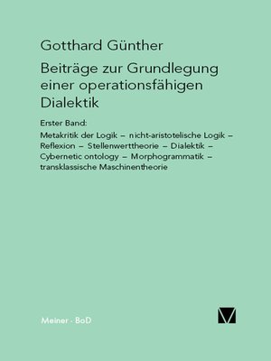 cover image of Beiträge zur Grundlegung einer operationsfähigen Dialektik (I)